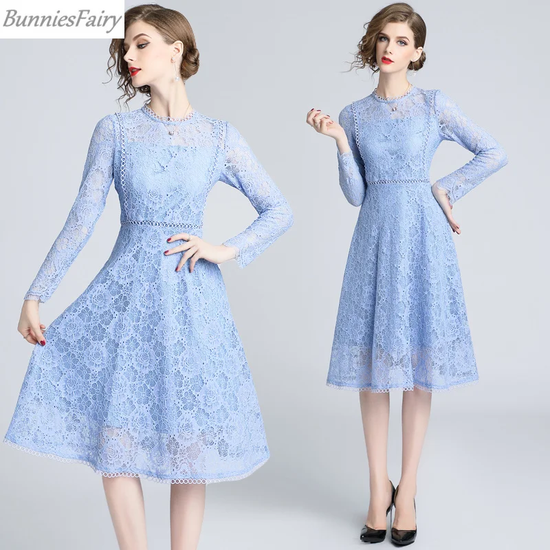 BunniesFairy 2019 весенние женские знаменитости сладкий элегантный голубой свежий