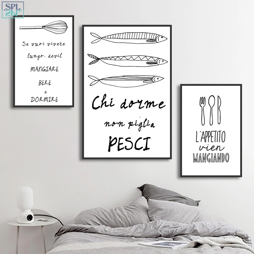 

SPLSPL Nordic Style Restaurant Decoration Picture Minimalist Abstract Line Canvas Art Print Poster Painting for Kitchen No Frame