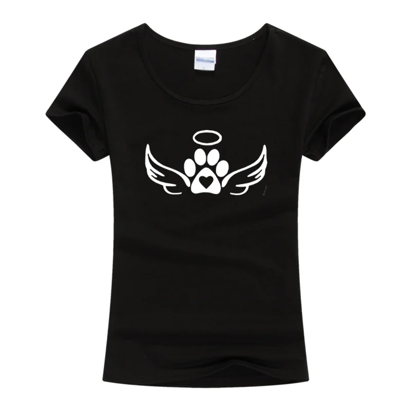 Футболка женская в стиле Харадзюку милые топы с собакой кошачьей лапой и сердцем