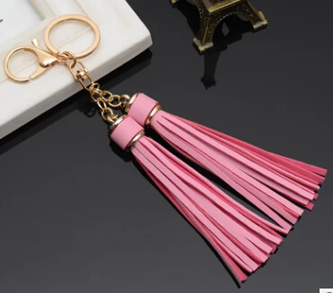 pink Горячая Распродажа PU кожаный брелок с кисточкой для женщин кожаная подвеска для ключей сумок для ключей porte cle llavero sleutelhanger - Цвет: pink