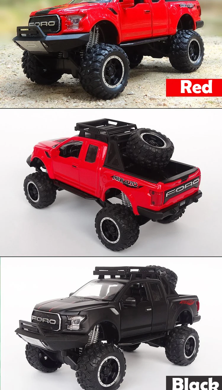 KIDAMI 1:32 Ford Raptor F150 Big Wheel MINIAUTO литая под давлением Модель автомобиля игрушки для детских подарков машинки