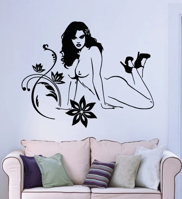 Sexy Girl Club Sticker naked Hot Heart Decal Muurstickers Posters Vinyl Wall Decals Parede Decor Mural Sexy Girl Sticker