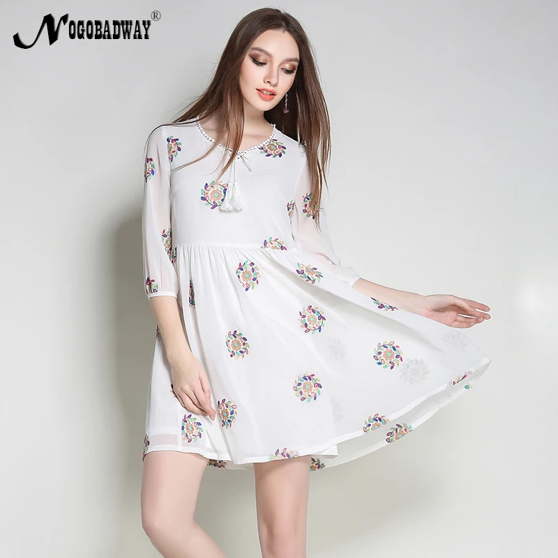 NOGOBADWAY плюс размер шифоновое летнее платье 2018 женские милые тонкие повседневные