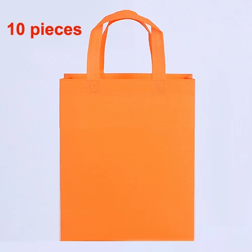 Orange 10 pieces 10 шт DIY Дети День рождения Сувениры Подарочные сумки с ручками Лакомство Сумки сплошной цвет ткань хозяйственная сумка мульти-использование подарочные сумки - Цвет: Orange 10 pieces