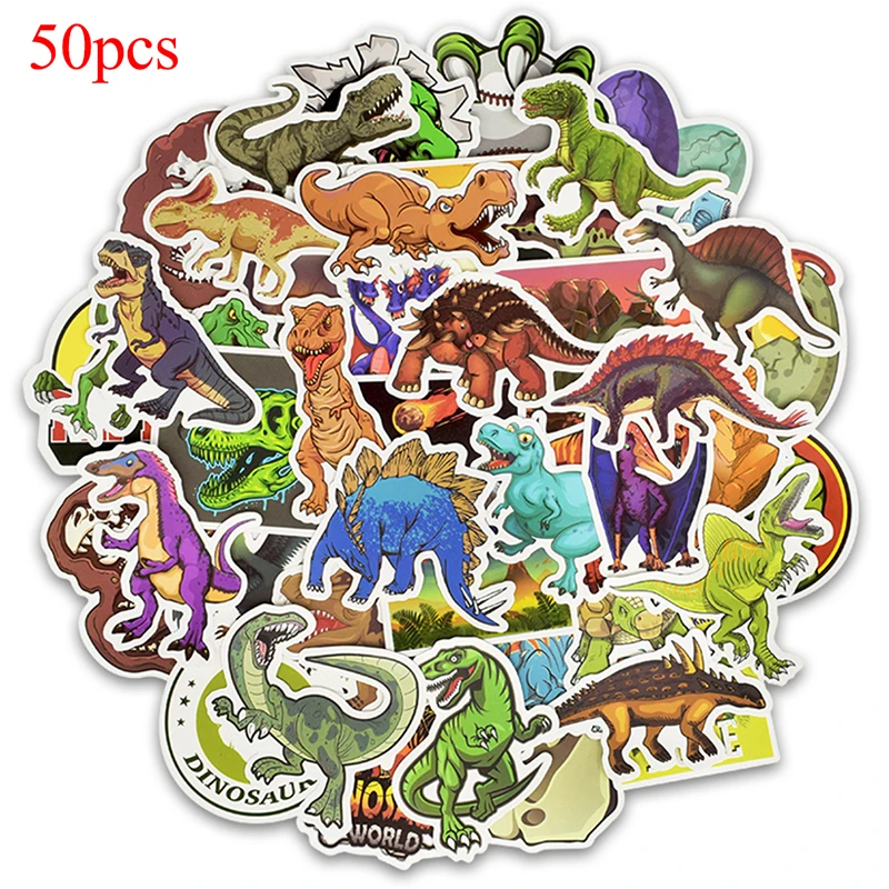 

Dropship 50 PCs/lot Dinosaur Stickers Cute DIY Stickers Cartoon Children Stickers Toys PVC Scrapbook Gifts For Kids
