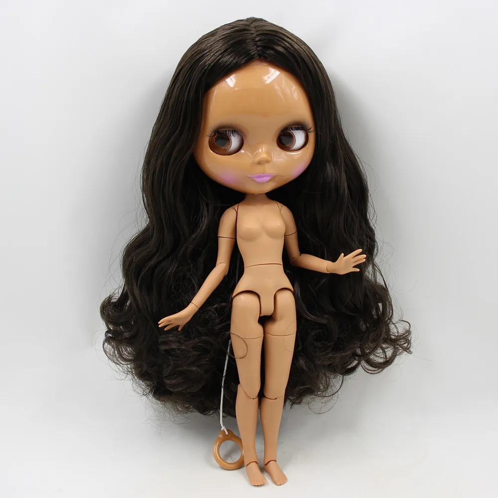 Blyth 1/6 кукла Обнаженная черные вьющиеся длинные волосы темная кожа глянцевое лицо без челки/с бахромой суставное тело 30 см ледяной BJD No.280BL950