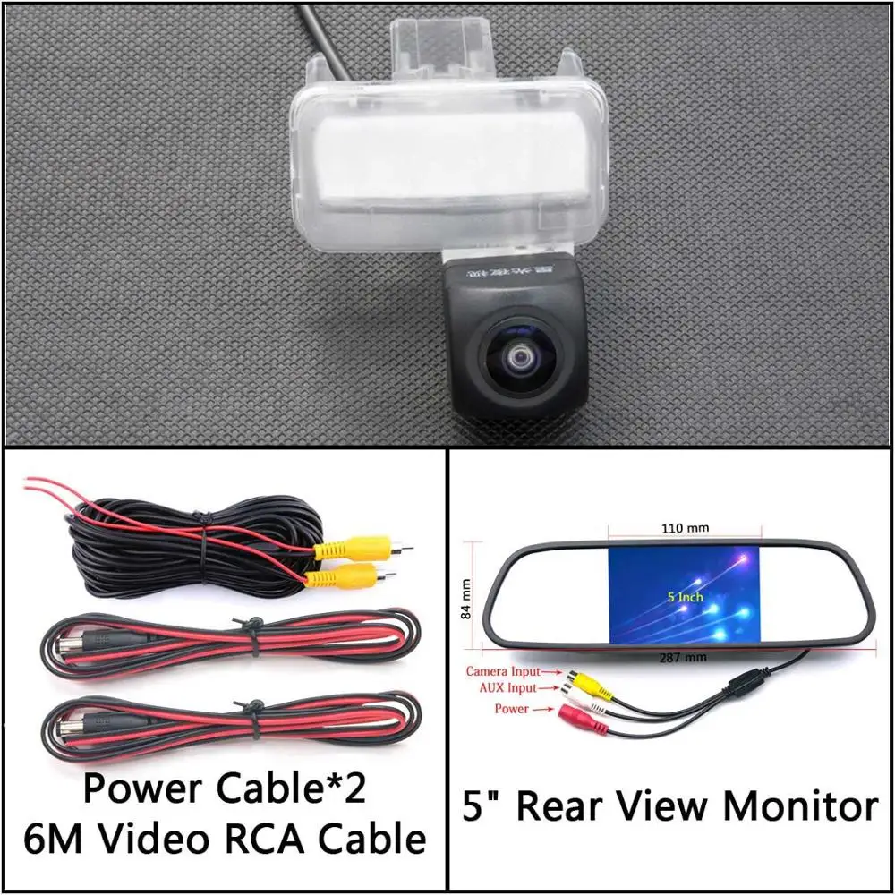 Cam N 5 inch Mirror 175 градусов HD резервная камера заднего вида для Toyota Fortuner Innova II Verso Sportsvan Auris Corolla Ascent автомобильный монитор - Название цвета: Cam N 5 inch Mirror