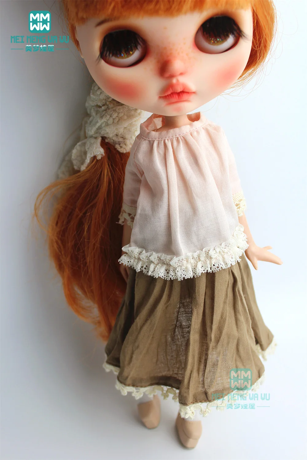 1 шт. одежда Blyth Doll модная розовая рубашка+ кружевная юбка цвета хаки для Blyth Azone кукла 1/6 аксессуары