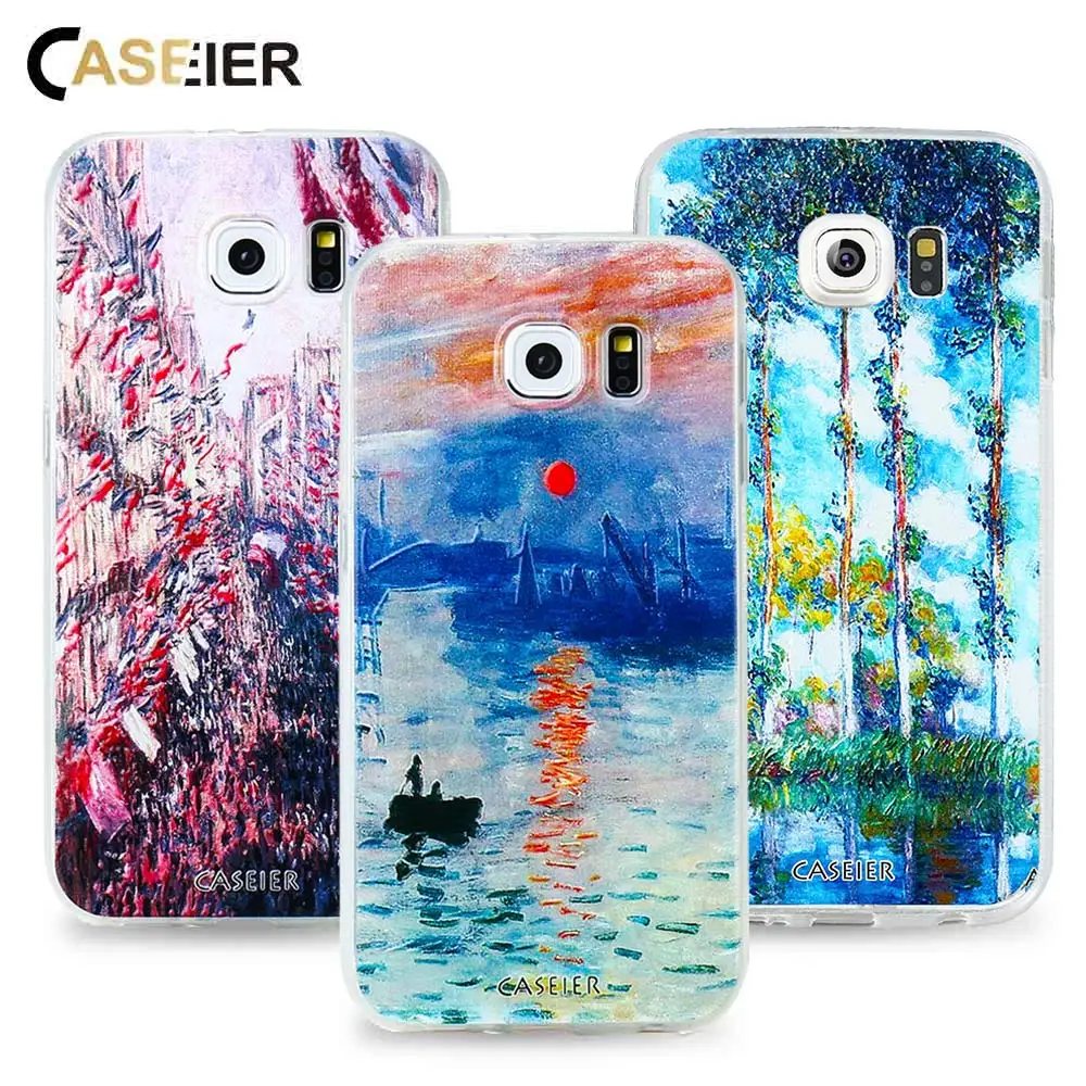 Caseier Моне роспись чехла для телефона Samsung S6 S7 Edge S8 Plus Note 8 Чехол мягкая TPU крышка