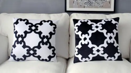 Шикарный черный белый цвет с геометрическим рисунком вельветовый чехол для