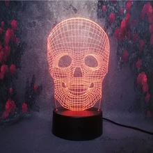 3D USB Череп разноцветная Оптическая иллюзия светодиодный