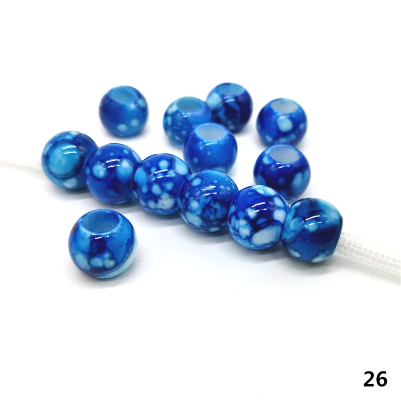 26 20 pcs 12mm Big Hole Beads Round Beads for Jewelry Making Acrylic Beads Multicolor Loose Bead Jewelry DIY Accessory - Цвет: 26