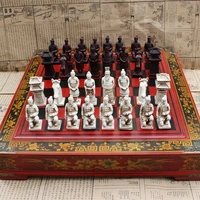 new wood chess chinese retro terracotta warriors chess wood do old carving resin chessman oversized chess piece premium yernea