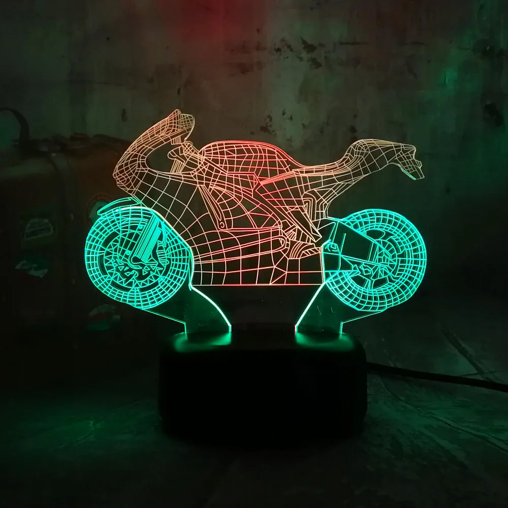 Новый двойной смешанный цветной крутой Мотоцикл 3D светодиодный ночной