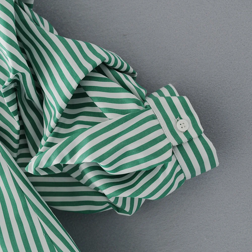 NSZ женское с буфами рукав полосатая блузка рабочие рубашки офисные Топы Блузка