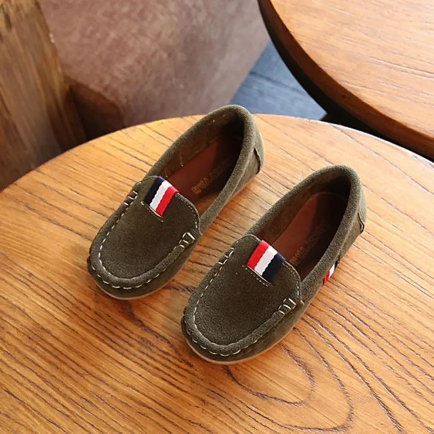 Детская однотонная кожаная повседневная обувь для маленьких мальчиков и девочек