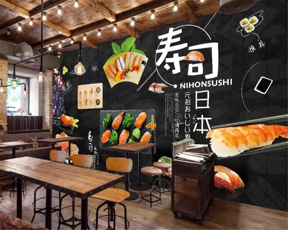 Beibehang papel де parede 3d ностальгические суши обои вкусные японский ресторан обои украшения дома Фон behang