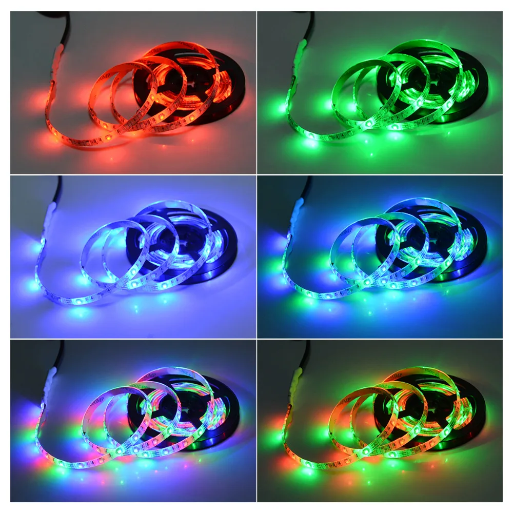 2835 SMD RGB USB зарядное устройство светодиодный светильник 5 в постоянного тока USB кабель светодиодный светильник гибкая лента 1 м 2 м 3 м 4 м 5 м RF IR RGB пульт дистанционного управления