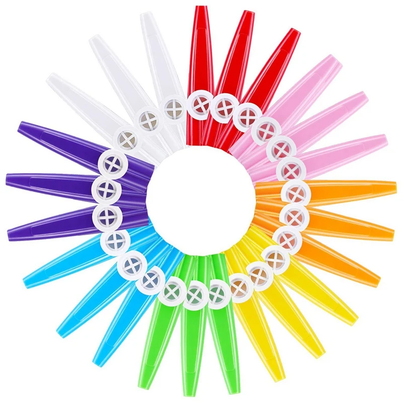 

24 шт пластиковый Kazoo s 8 красочный Kazoo музыкальный инструмент, хороший компаньон для гитары, укулеле, скрипки, фортепианной клавиатуры, Grea