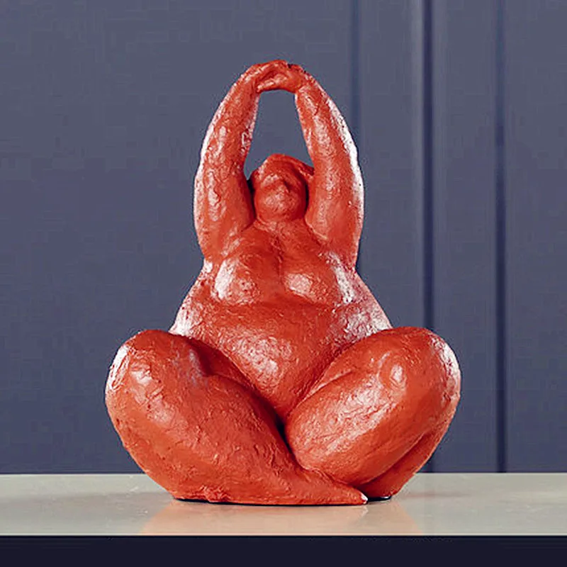 Красный Абстракция Fat Lady фигурка статуя полная длина портрет смолой ремесленник Офис Отель гостиная украшение подарок L2799 - Цвет: Красный