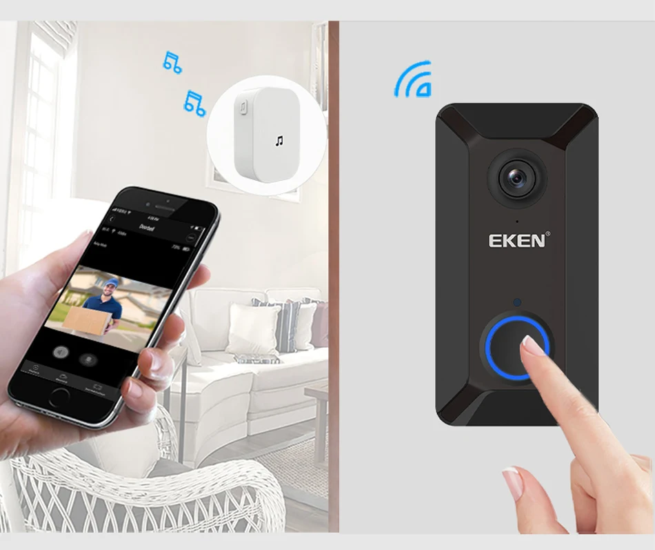 Eken Smart беспроводной Wifi видео дверной звонок Домофон телефонный звонок Дверной звонок камера Инфракрасный пульт дистанционного записи домашний мониторинг безопасности