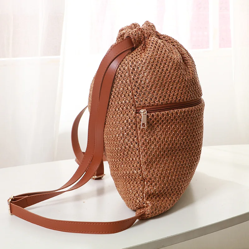 Женский Плетеный рюкзак ручной работы пляжный Повседневный большой дорожный для