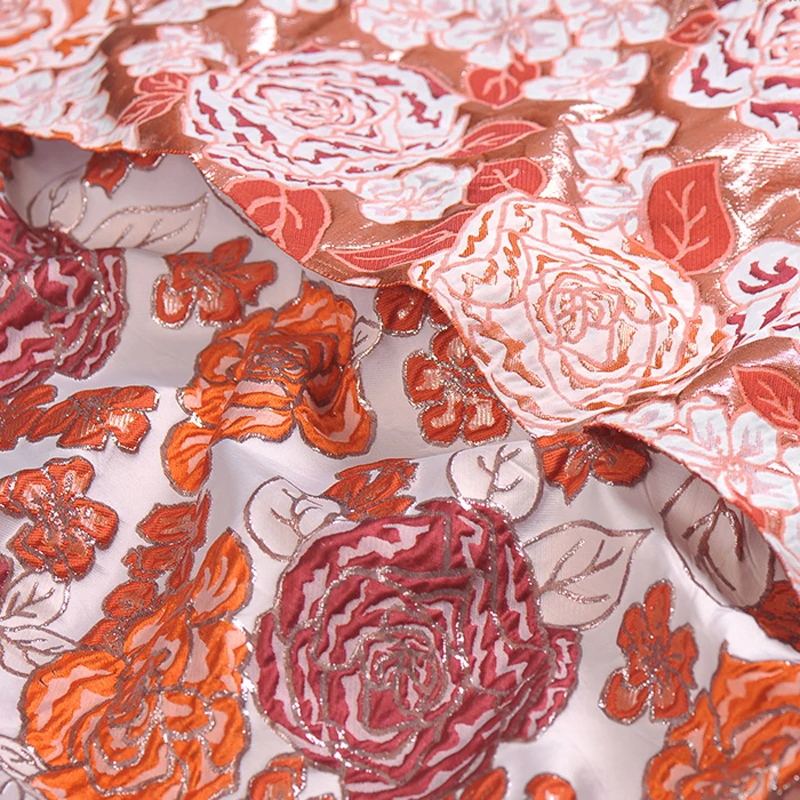 140 см ширина 212 г/м вес Оранжевый Цветочный жаккардовый акриловый полиэстер