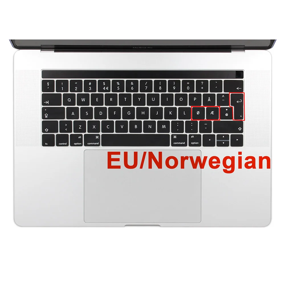 Euro Norwegian Новая евро французская/Турецкая/норвежская/шведская клавиатура, кожный чехол для Macbook Pro 13,3 15 дюймов, сенсорная панель A1706 A1989 A1707 A1990 - Цвет: Euro Norwegian