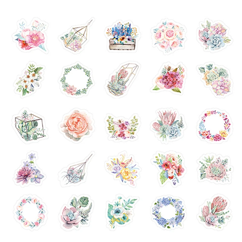 

Peerless 46pcs Flower Paper Sticker For Album Scrapbooking Flower Stickers Flakes Stationery School Supplies Diy Diary Decor