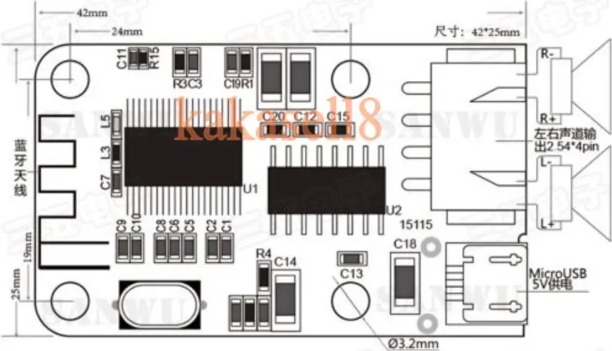 Микро USB DC 5V Мини цифровой Bluetooth приемник аудио усилитель плата 3W + для