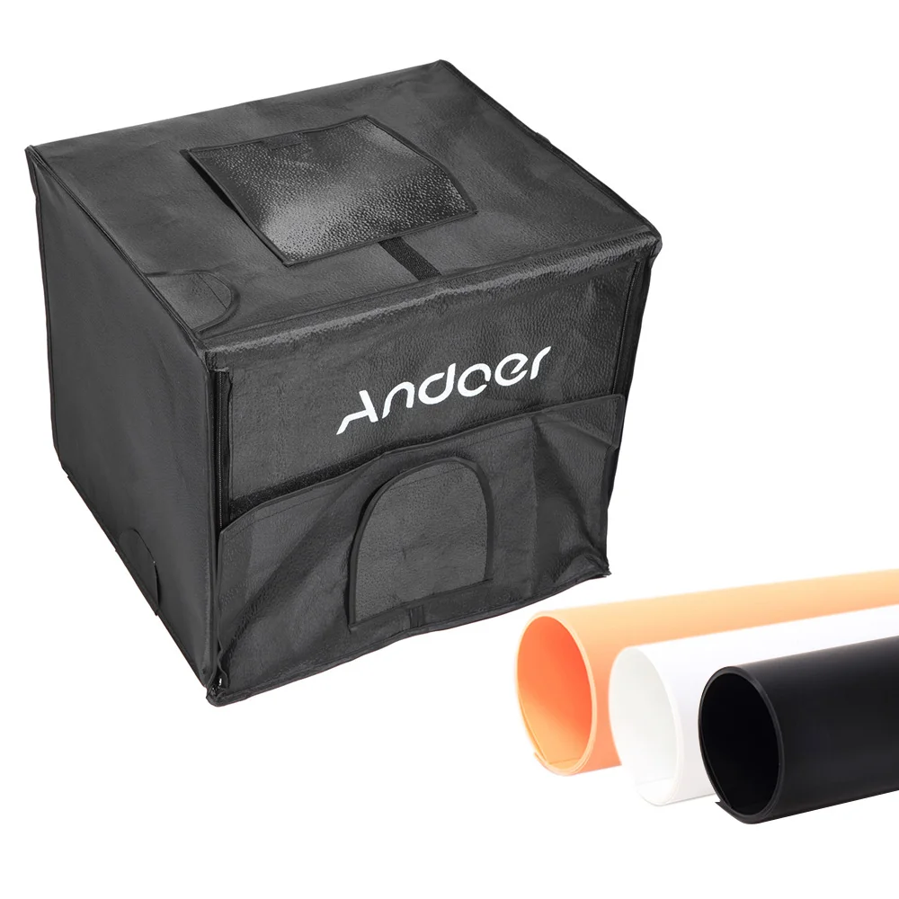 Складной софтбокс Andoer 40*35*35 см для фотостудии светодиодный с 2 световыми панелями