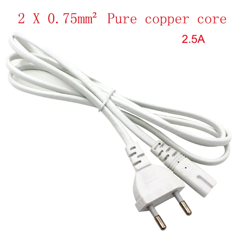 1,5 м 2X 0.75mm2 С ЖИЛАМИ из чистой меди C7 для ЕС Европейский 2-контактный разъем AC Мощность кабельный свинцовый сердечник Поддержка высокий ток 2.5A