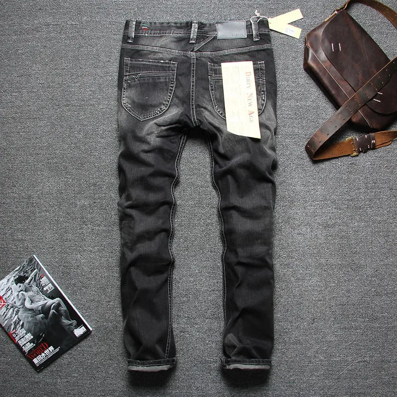 black ripped jeans men 2015 hot mens designer famous brand brands high quality 961 free shipping | Мужская одежда