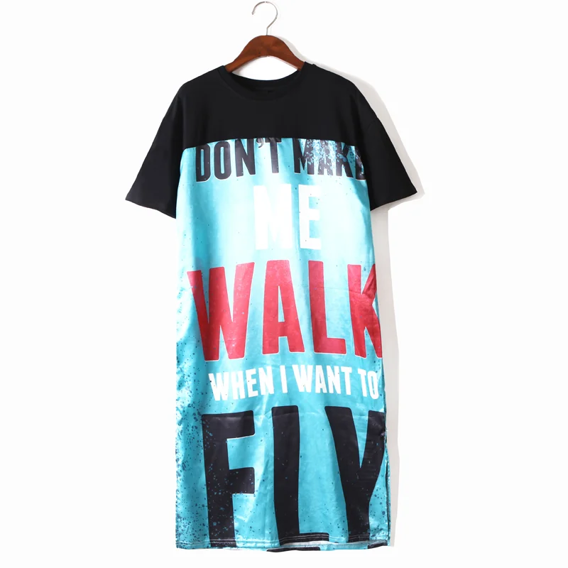 

Trendy letter T-shirt skirt summer Korean version of the dress female growth skirt large size short-sleeved women's clothing