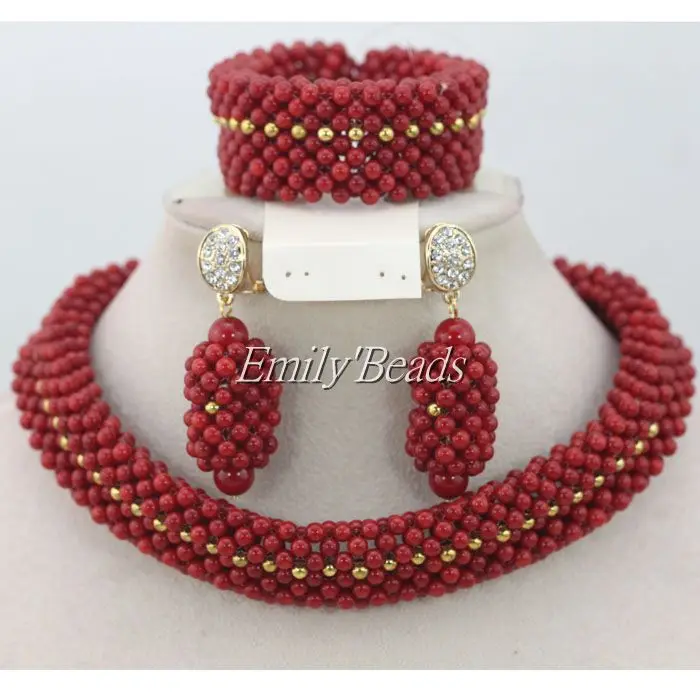 2016 ручной работы африканские бусины ювелирные наборы нигерийские Свадебные