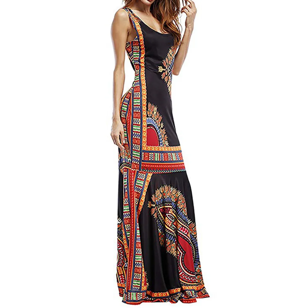 2019 женское летнее платье в африканском стиле вечернее богемное Бохо Цветочные
