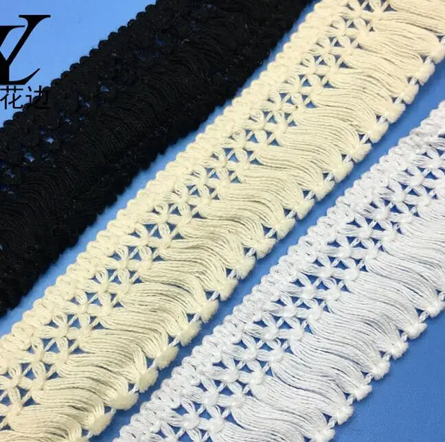 Красивая хлопковая кружевная занавеска с бахромой 5 ярдов 4 см ширина | Дом и сад