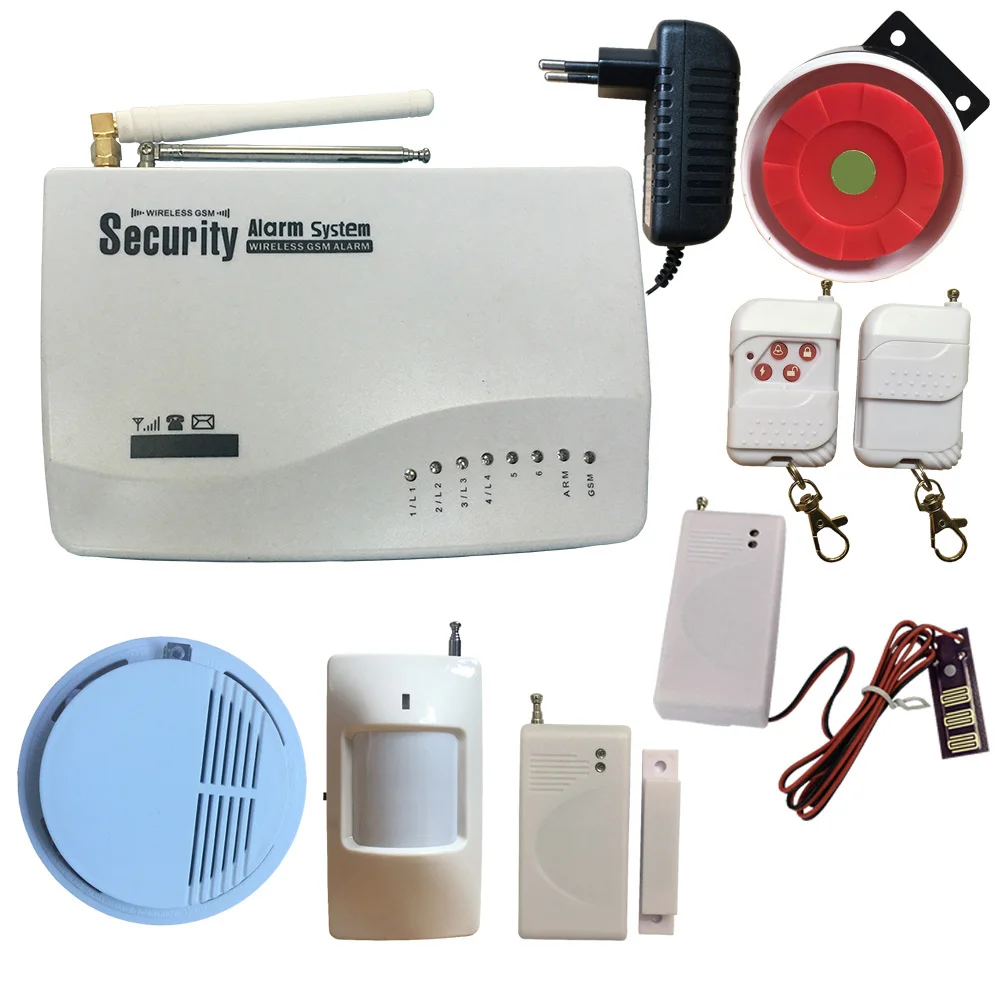 gsm-1p1d1s1w Беспроводная домашняя охранная GSM сигнализация, домофон, пульт дистанционного управления, Автонабор сирены, датчик, комплект, GSM домашняя сигнализация - Цвет: gsm-1p1d1s1w