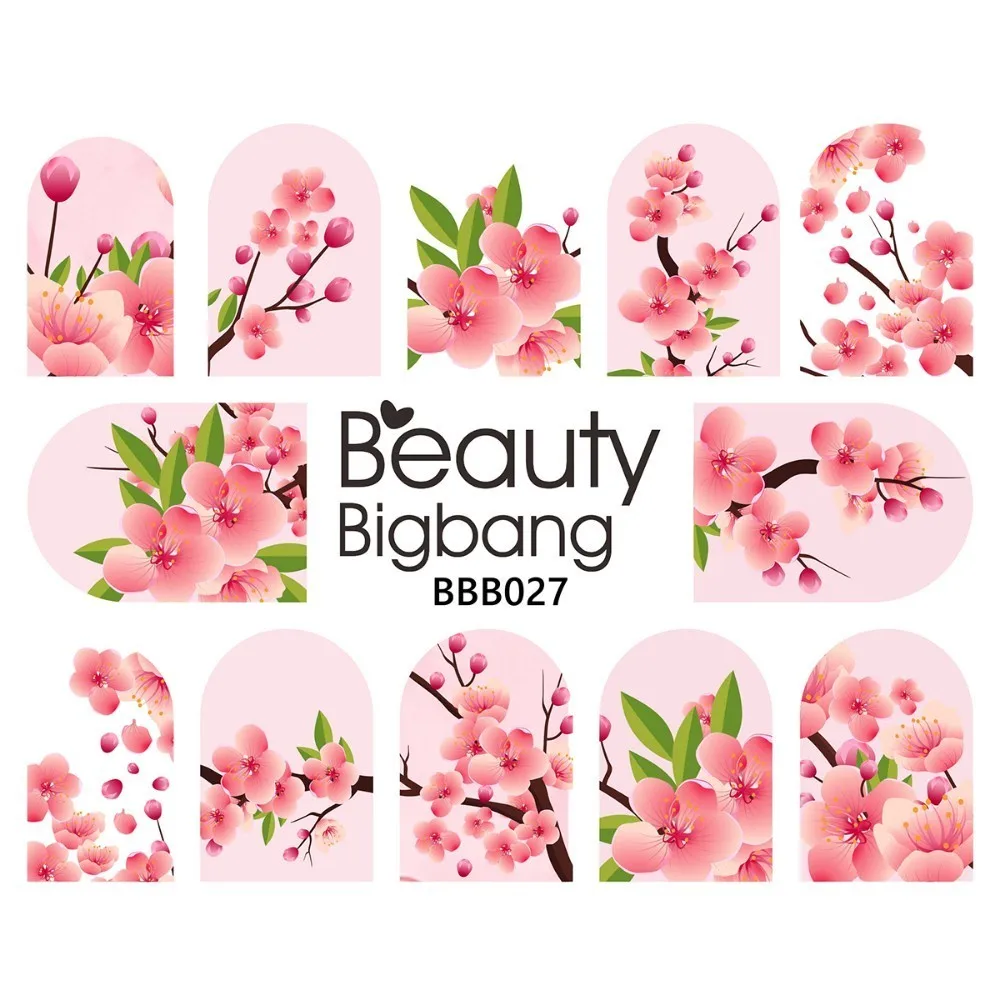7A BEAUTYBIGBANG Водные Наклейки-Слайдеры для ногтей Фламинго наклейки для ногтей на цветок растение изображение природы дизайн ногтей аксессуары украшения - Цвет: 7A