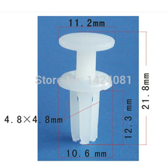 

100x OEM Nylon Fastener Rivet Push-Type Retainer Clip (10.6mmx12.3mmx4.8mm)