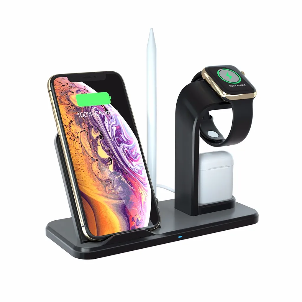 Беспроводное зарядное устройство Airpower для iPhone X XS 8, беспроводная зарядная панель для Apple watch, быстрая зарядка для Samsung Galaxy S9 S8 4 в 1