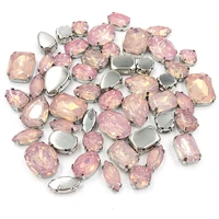new arrival 50pcs pink opal resin flatback sew on rhinestones mixed shape mixed szie for diy clothinghandicrafts accessories