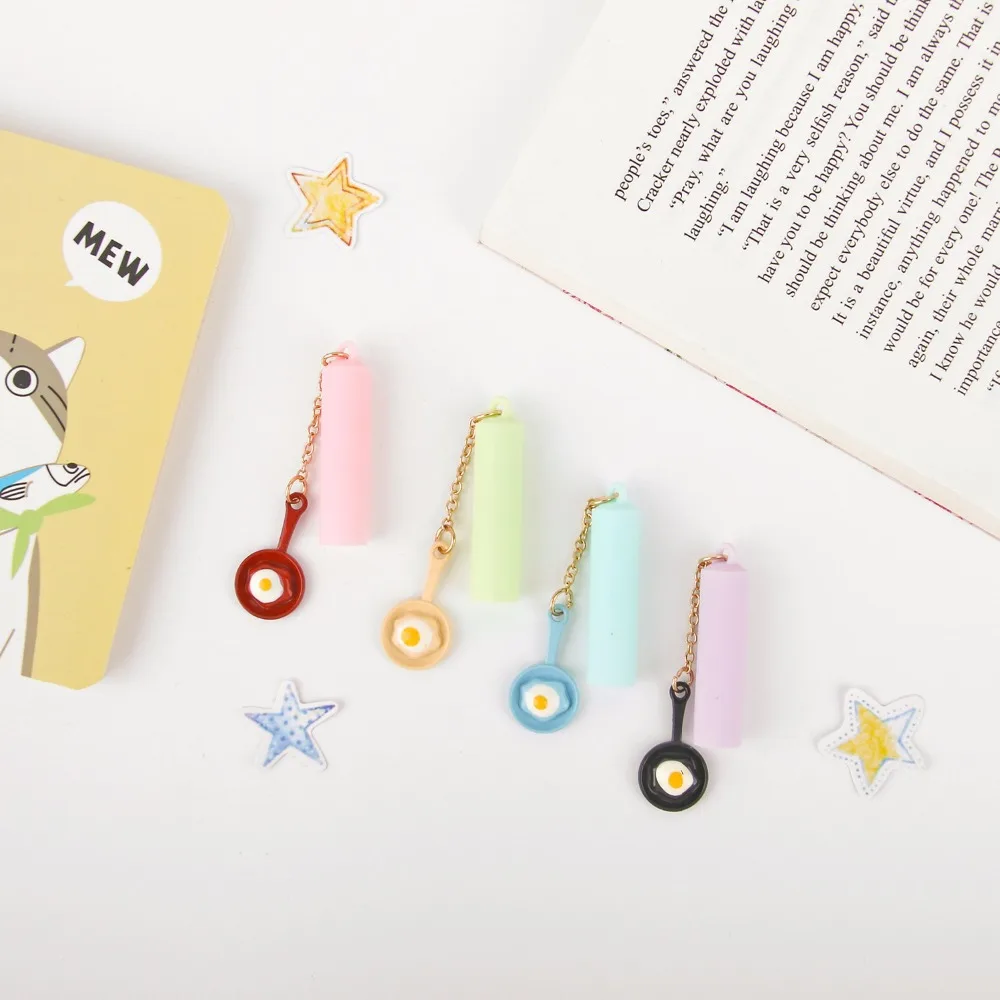 

4 Pcs Cute 0.5mm Black Ink Gel Pen Set Kawaii Omelette Pendant Full Needle Gel Pen Writing Stationery Office School Supplie