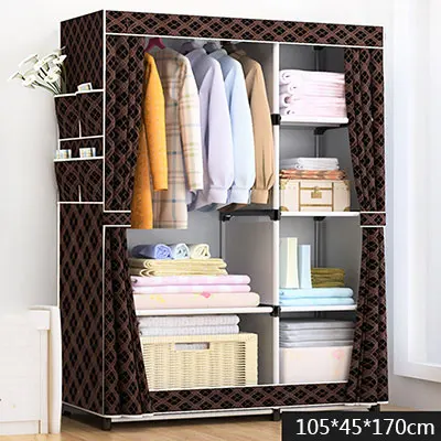 color 5 Современный минималистичный шкаф для одежды DIY сборочный стальной шкаф для хранения с усиленной трубой складной Тканевый шкаф мебель для спальни - Цвет: color 5