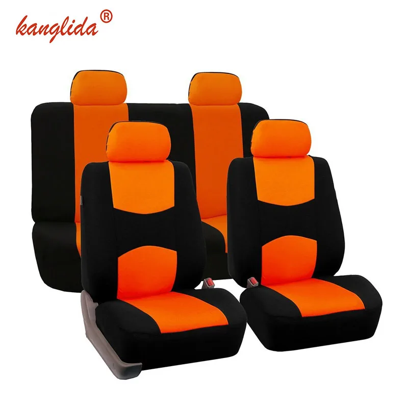 Оранжевый KANGLIDA 9pc Car Seat Cover Full Car Best Car Seat Covers Set for Lada Universal Fit Interior Accessories - Название цвета: Оранжевый