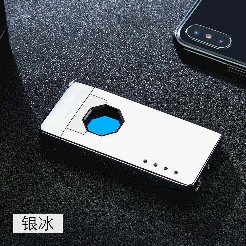 Безопасная ветрозащитная зажигалка с инфракрасным датчиком, USB, двойная дуговая импульсная Зажигалка для сигарет, креативная мощная зажигалка с дисплеем, умная зажигалка для мужчин, подарок - Цвет: 5