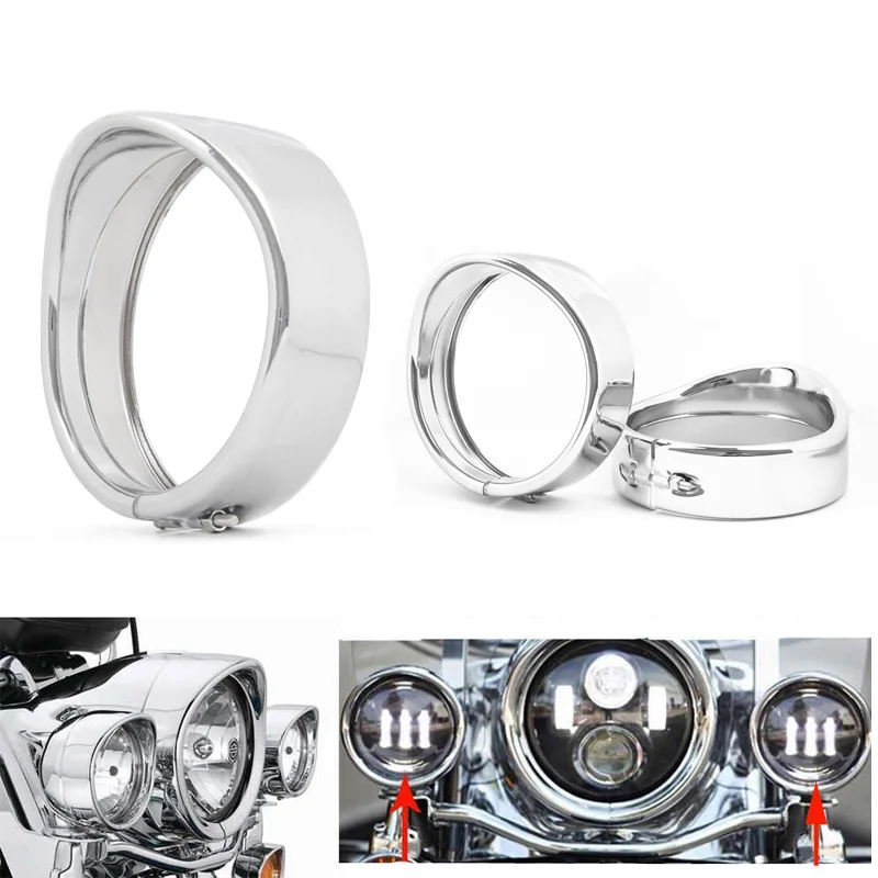 

Motorcycle 7" Inch LED H4 Headlight Trim Ring Bezel Visor 4.5" Fog Lamp Trim Ring Bezels For Touring Street Glide FLH