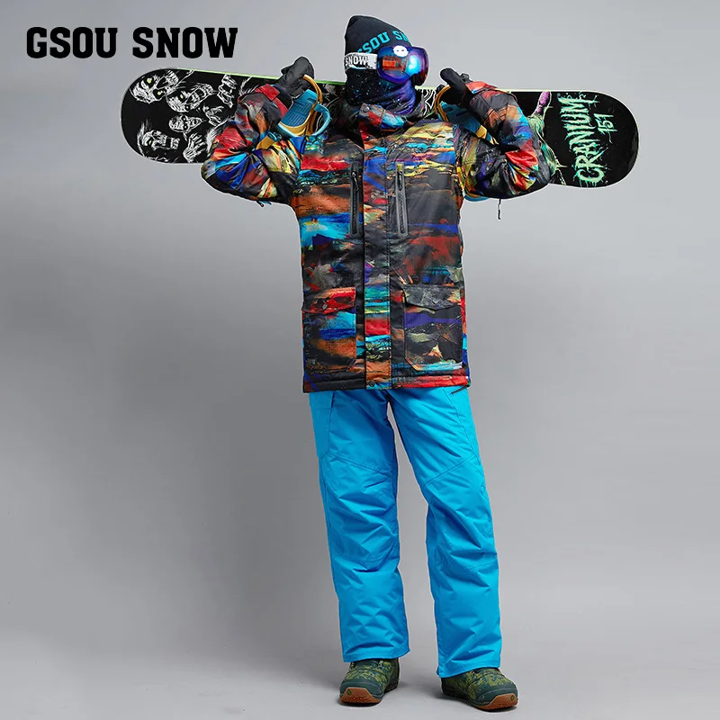 GSOU SNOW Skiing Suit Men's Winter Windproof Warm Thick Snow Outdoor Waterproof Breathable Ski Jacket Pants For Men | Спорт и