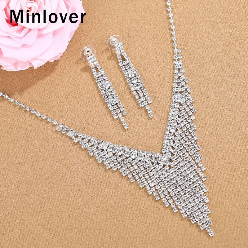 Женский комплект ювелирных изделий Minlover серебряное ожерелье с кисточками и