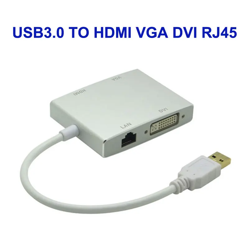 Супер скорость USB 3 0 USB3.0 концентратор к 4K HDMI VGA DVI RJ45 10/100/1000 гигабитный Ethernet Lan 4in1
